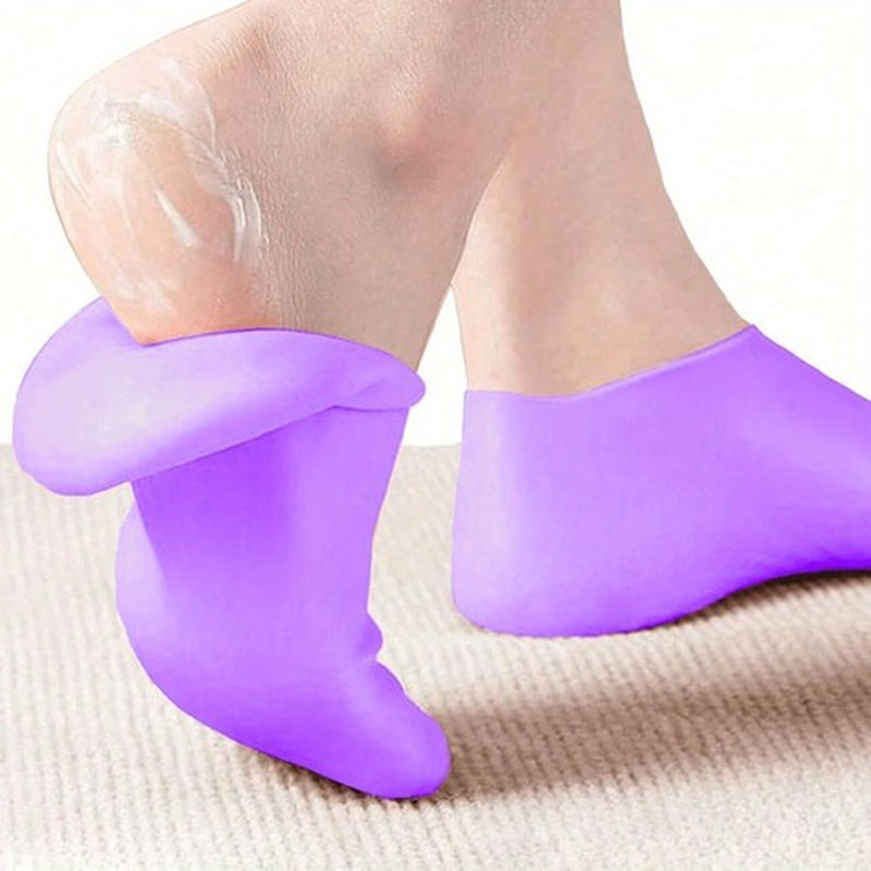 2 Pair Full Length Silicone Gel Moisturizing Socks Foot Care Protector Free Ship