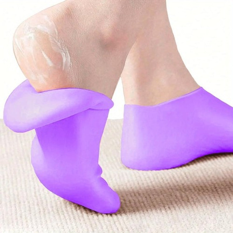 2 Pair Full Length Silicone Gel Moisturizing Socks Foot Care Protector Free Ship