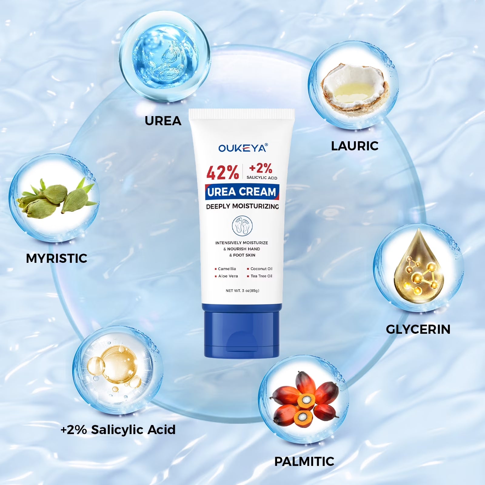 Urea Cream with Salicylic Acid Moisturizes & Exfoliates Dry Cracked Skin 3 Oz