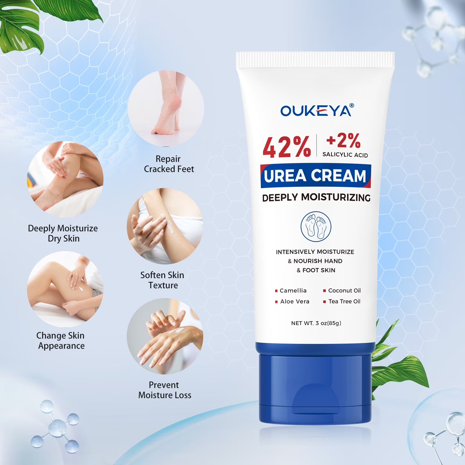 Urea Cream with Salicylic Acid Moisturizes & Exfoliates Dry Cracked Skin 3 Oz