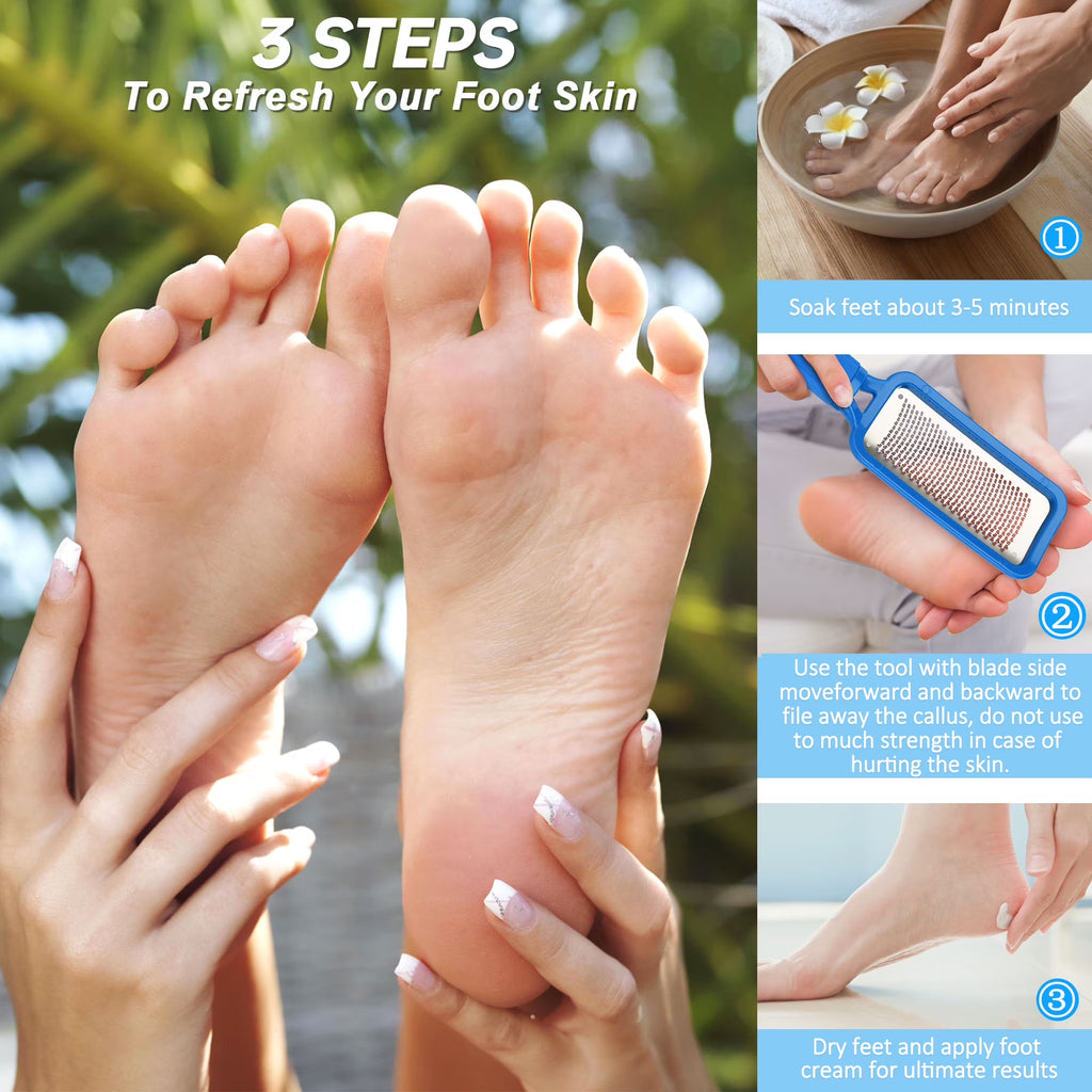 Professional Pedicure Foot File Callus Remover, Stainless Steel Heel Scraper for Dry and Wet Feet