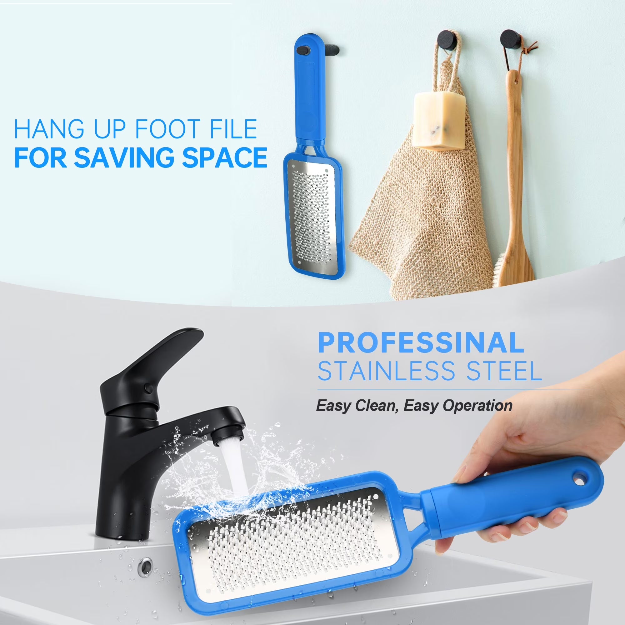 Professional Pedicure Foot File Callus Remover, Stainless Steel Heel Scraper for Dry and Wet Feet